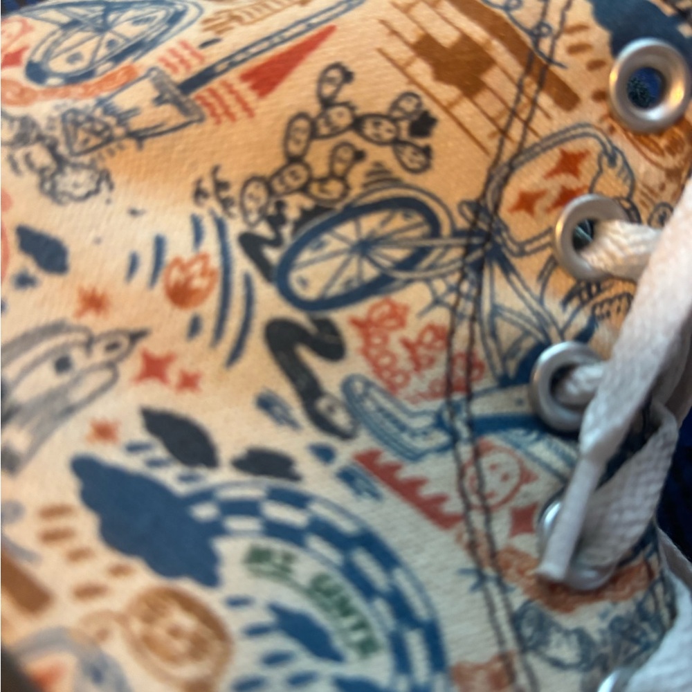 Converse Women’s High-Top Graphic Canvas Sneakers - Blue & Brown - Picture 2 of 4